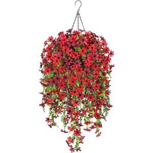 Artificial Fake Hanging Flowers Plants with Basket Spring Outdoor
